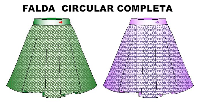 moldes de falda circular completa