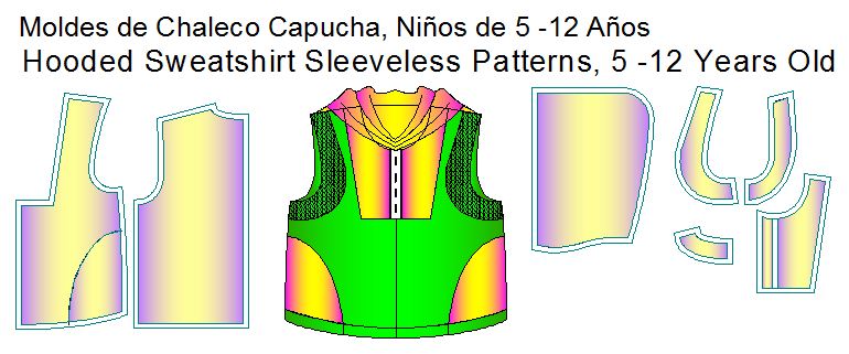 moldes de chaleco con capucha de nios