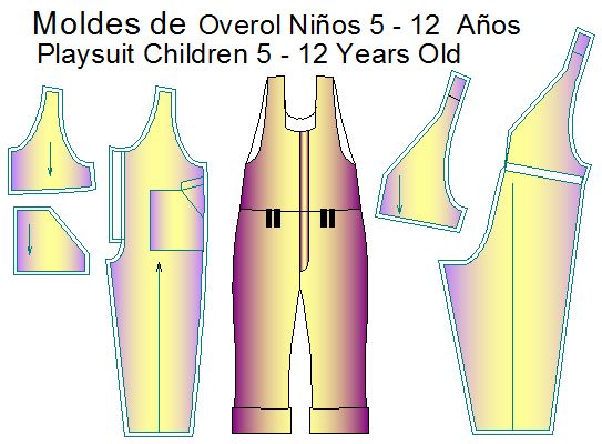 moldes de overol de niños o infantil