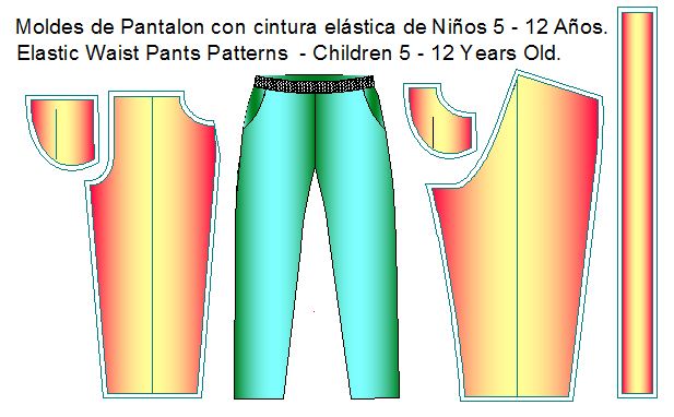 moldes de pantalon con pretina de elastico