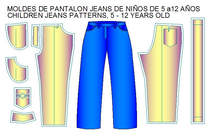 moldes pantalon estilo jeans de niños