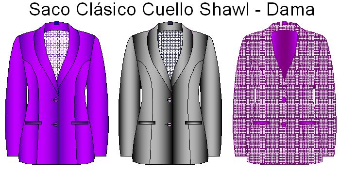 Moldes de saco clásico de vestir estilo cuello shawl