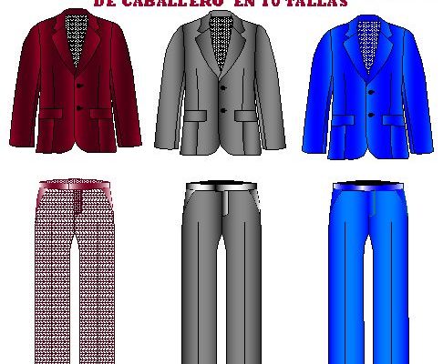 Moldes de traje clasico de caballero saco pantalón en 10 tallas