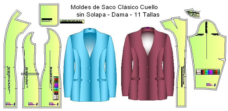 Moldes o patrones de elegante saco clasico sin solapa de dama | Moldes ...