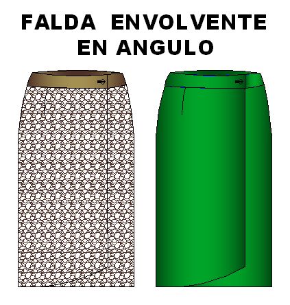 Moldes de Falda Modelo Envolvente en Angulo