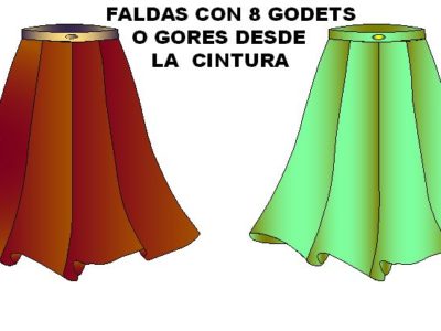 Modelo de faldas con 8 godets o gores desde cintura