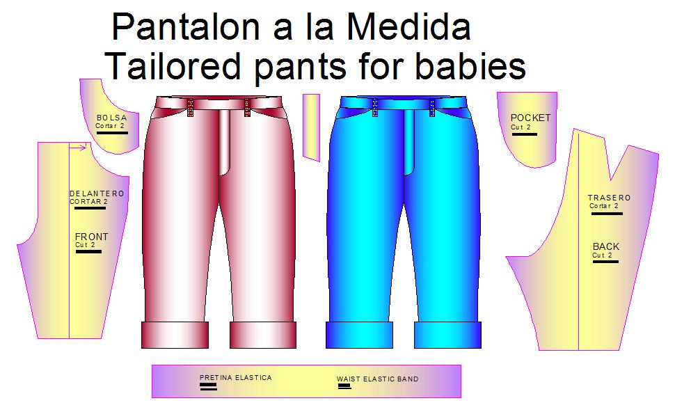 Moldes de pantalón de vestir para bebe están las 7 tallas