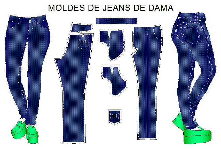 Plantillas de moldes de pantalon jeans para dama en pdf