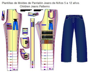 plantillas de moldes jeans para jniños