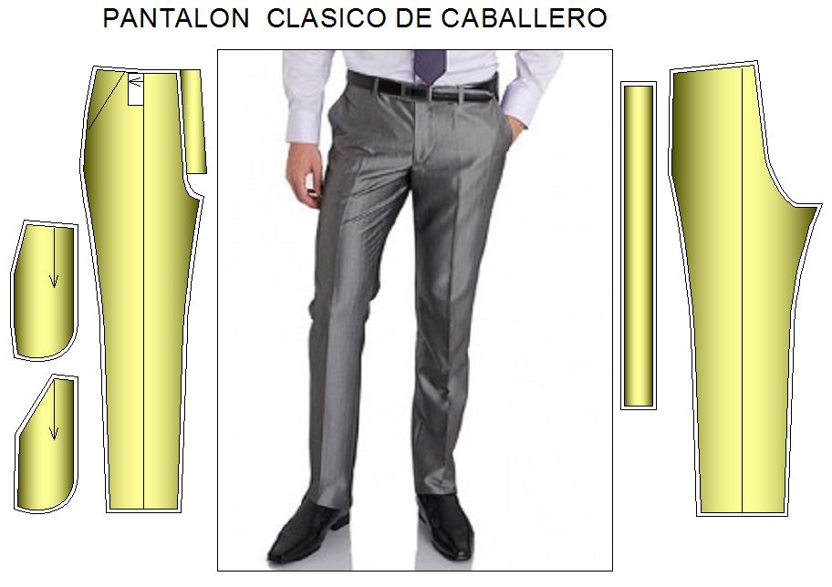 moldes de pantalon clasico linea recta de caballero
