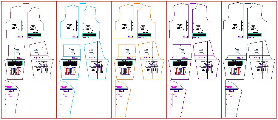 Moldes básicos avanzados de diseño de ropa de hombre por talla