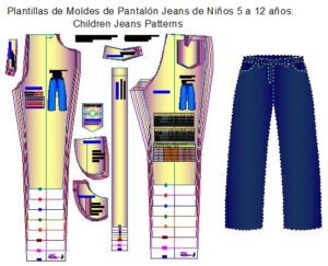 Plantillas de plástico de pantalon jeans nino