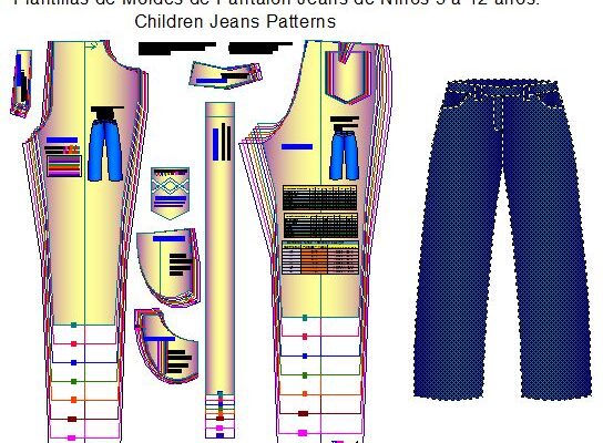 Plantillas de plástico de pantalon jeans nino