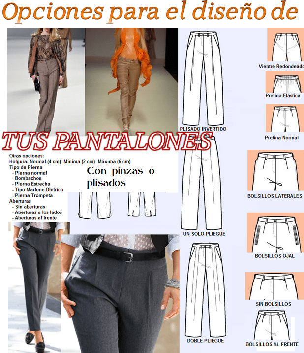 Modelos de pantalones de dama con sus variaciones de disñeño